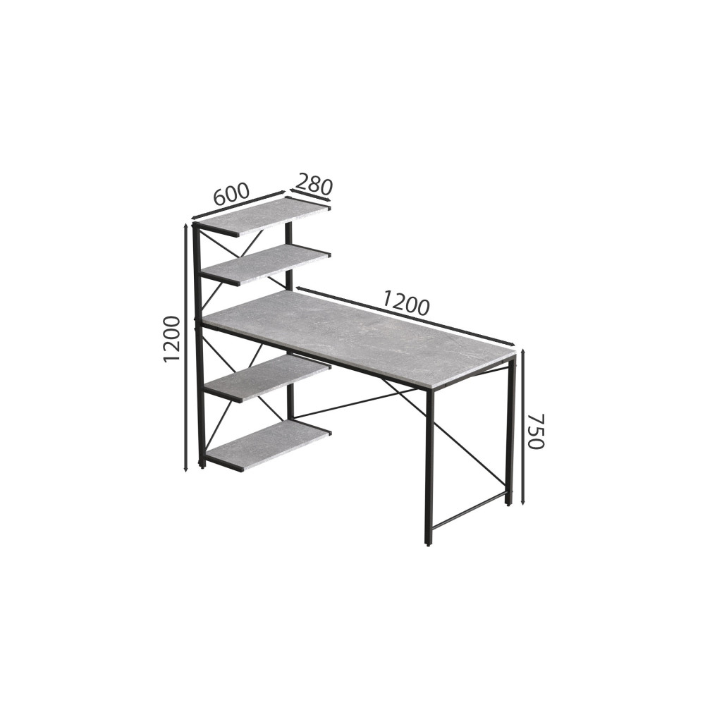 Компьютерный стол Ferrum-decor Джек 75x140x60 Серый ДСП Бетон (FRD-104420)