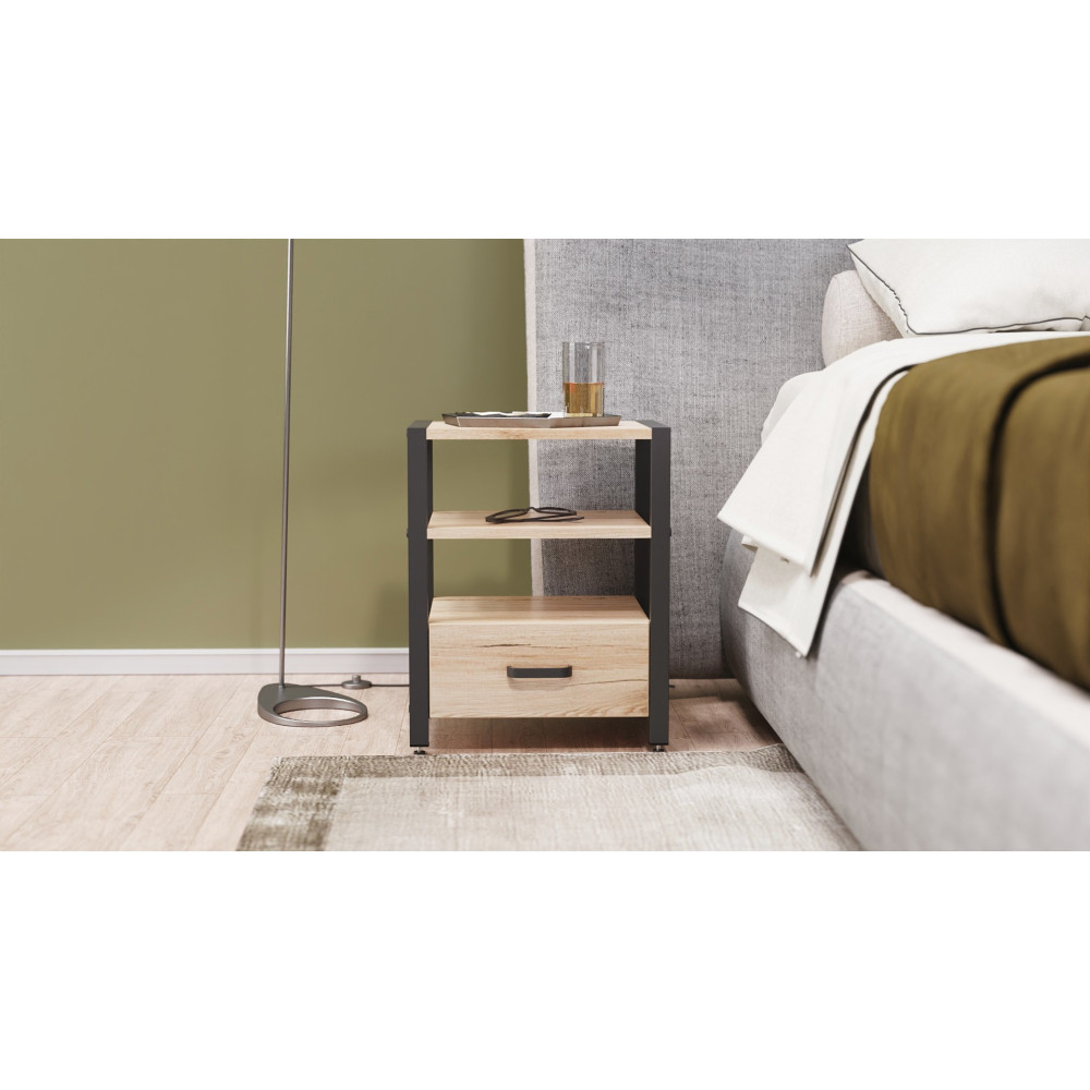 Тумба універсальна Ferrum-decor Вів'єн 1/1 50x41x40 чорний ДСП Дуб Сан-Марино 16мм (FRD-104140)