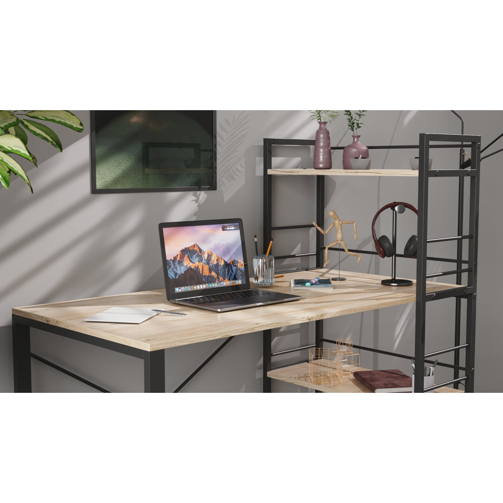 Письменный стол Ferrum-decor Серии Конект c этажеркой 75x120x60 черный ДСП Дуб Сан-Марино 16мм (FRD-104220)