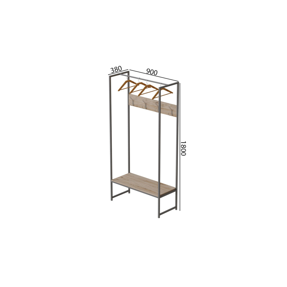 Вешалка напольная модульная Ferrum-decor Трелис 12 180x90x38 серый ДСП Дуб Сан-Марино 16мм (FRD-104320)