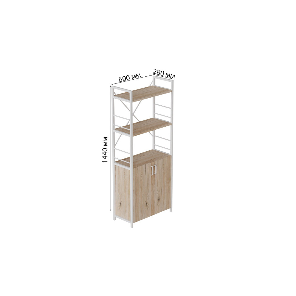 Этажерка 3/60 Ferrum-decor Серии Конект с тумбой 144x60x28 Белый ДСП Сан-Марино (FRD-104450)