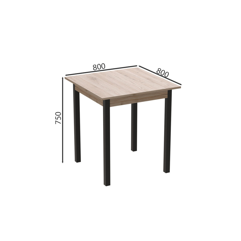 Стіл кухонний Ferrum-decor Агата 75x90x90 Чорний ДСП Сан-Марино 16мм (FRD-105640)