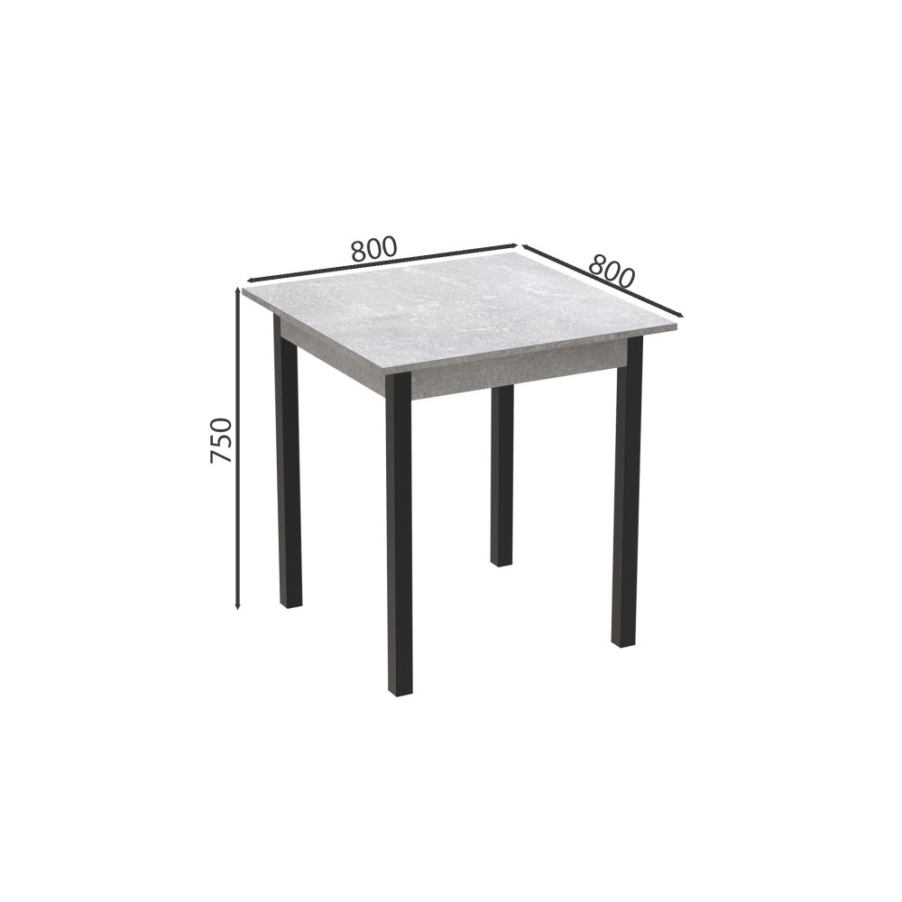 Стіл кухонний Ferrum-decor Агата 75x80x80 Чорний ДСП Бетон 16мм (FRD-105560)
