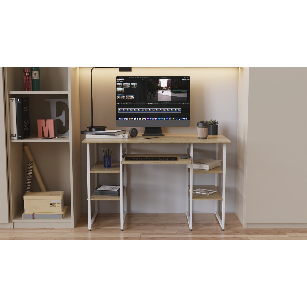 Письменный стол Ferrum-decor Тим 75x120x60 белый ДСП Дуб Сонома 16мм (FRD-102296)