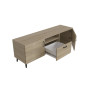 Тумба Лэстер на конусных ножках Ferrum-decor 48x139x38 Черный металл ДСП Дуб Сонома 16 мм (FRD-106804)