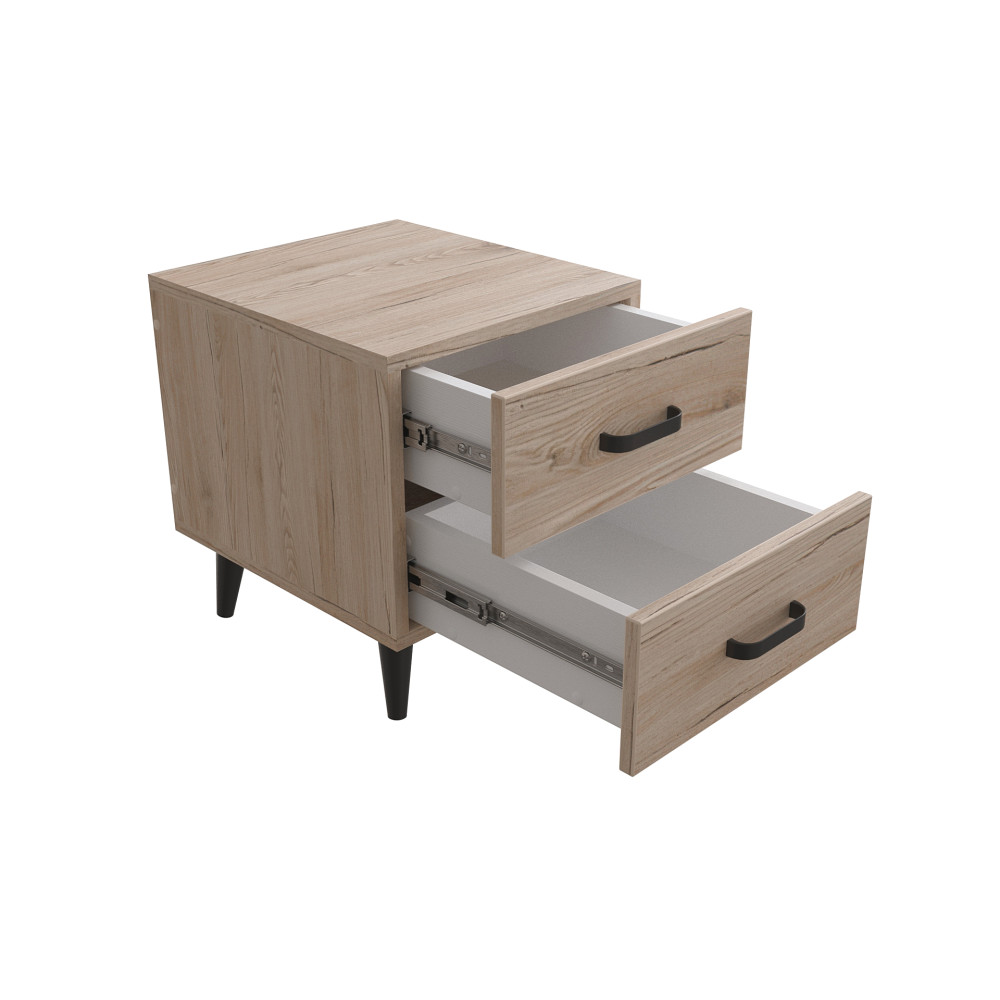 Тумба Віва 2 на конусних ніжках Ferrum-decor 41x35x40 Чорний метал ДСП Дуб Сан-Марино 16 мм (FRD-106814)
