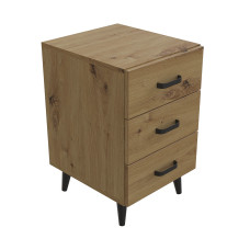 Тумба Віва 3 на конусних ніжках Ferrum-decor 56,5x35x40 Чорний метал ДСП Дуб Артизан 16 мм (FRD-106824)