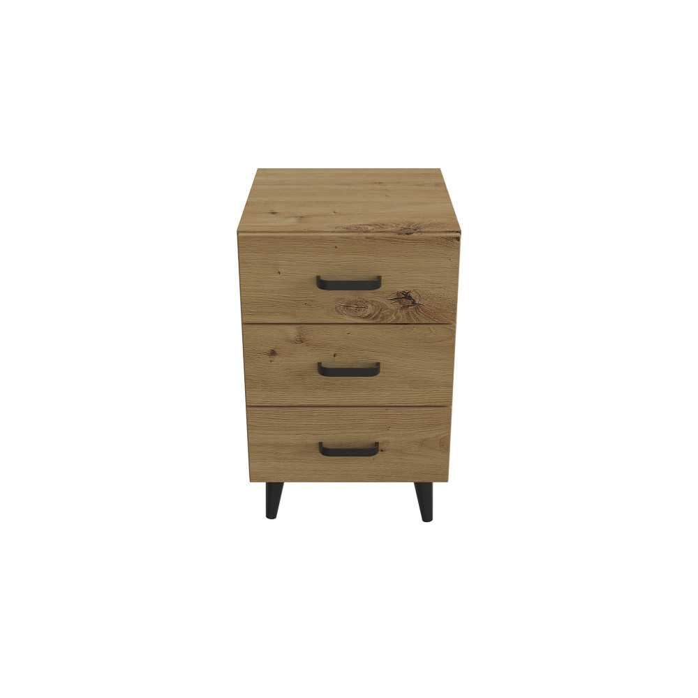 Тумба Віва 3 на конусних ніжках Ferrum-decor 56,5x35x40 Чорний метал ДСП Дуб Артизан 16 мм (FRD-106824)