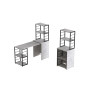 Стол-тумба трансформер Смарт 3/1 с этажеркой Ferrum-decor 1430x1450x500 Черный металл ДСП Бетон 16 мм (FRD-105115)