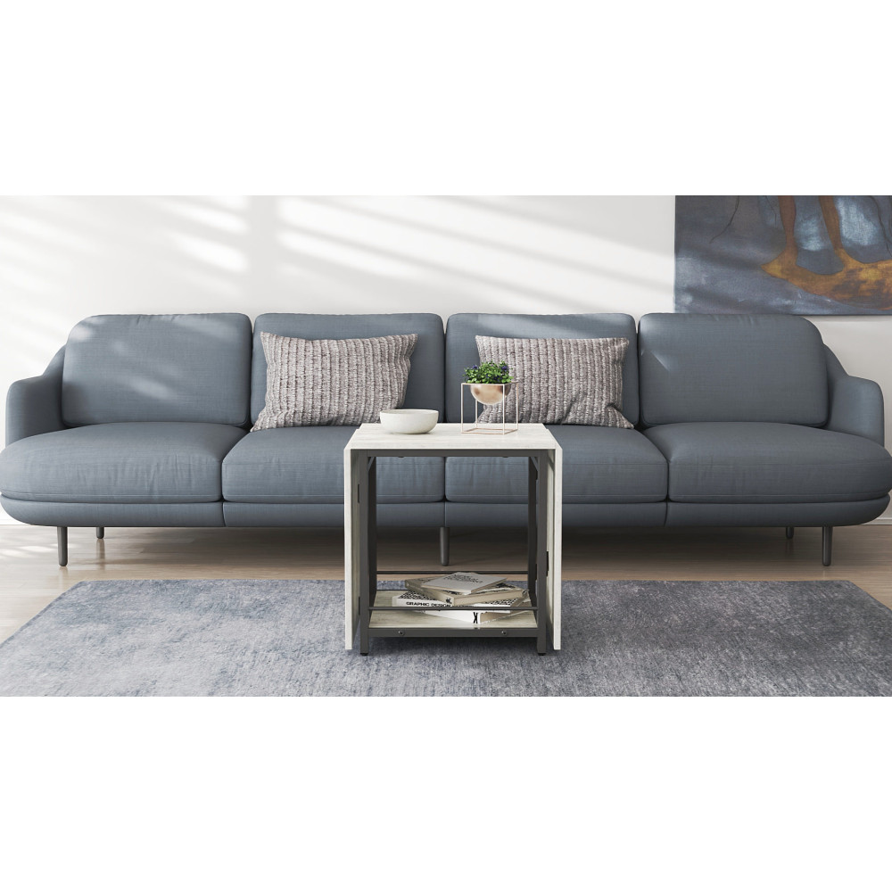 Стол журнальный трансформер Куб Комбо Ferrum-decor 540x532x500 Черный металл ДСП Бетон 16 мм (FRD-105155)