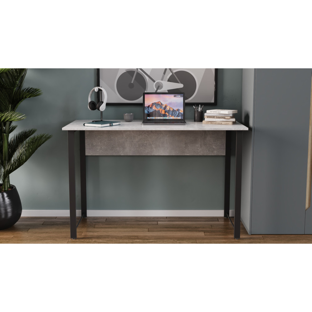 Стол письменный Курт Ferrum-decor 75x140x70 Черный металл ДСП Бетон 16 мм (FRD-106645)