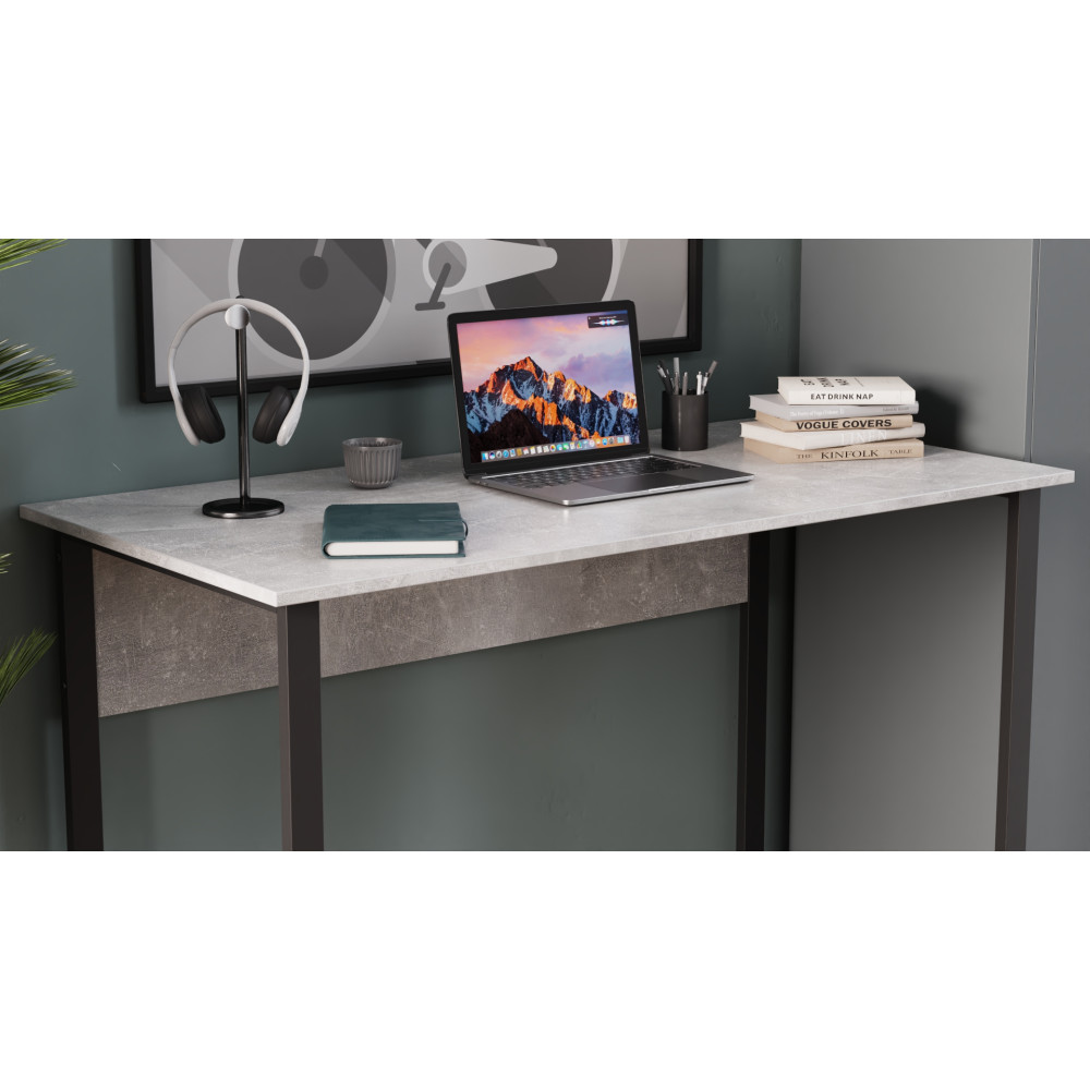 Стол письменный Курт Ferrum-decor 75x140x70 Черный металл ДСП Бетон 16 мм (FRD-106645)