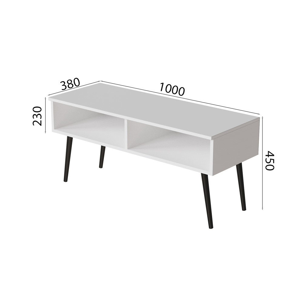 Тумба под ТВ Невада Ferrum-decor 45x100x38 Черный металл ДСП Белый 16 мм (FRD-106725)