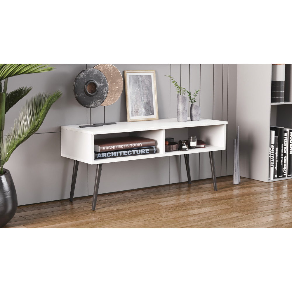 Тумба под ТВ Невада Ferrum-decor 45x100x38 Черный металл ДСП Белый 16 мм (FRD-106725)