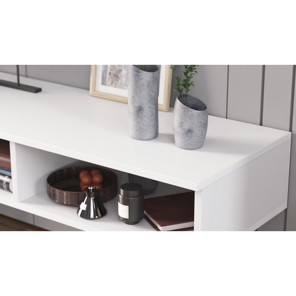 Тумба под ТВ Невада Ferrum-decor 45x100x38 Черный металл ДСП Белый 16 мм (FRD-106725)