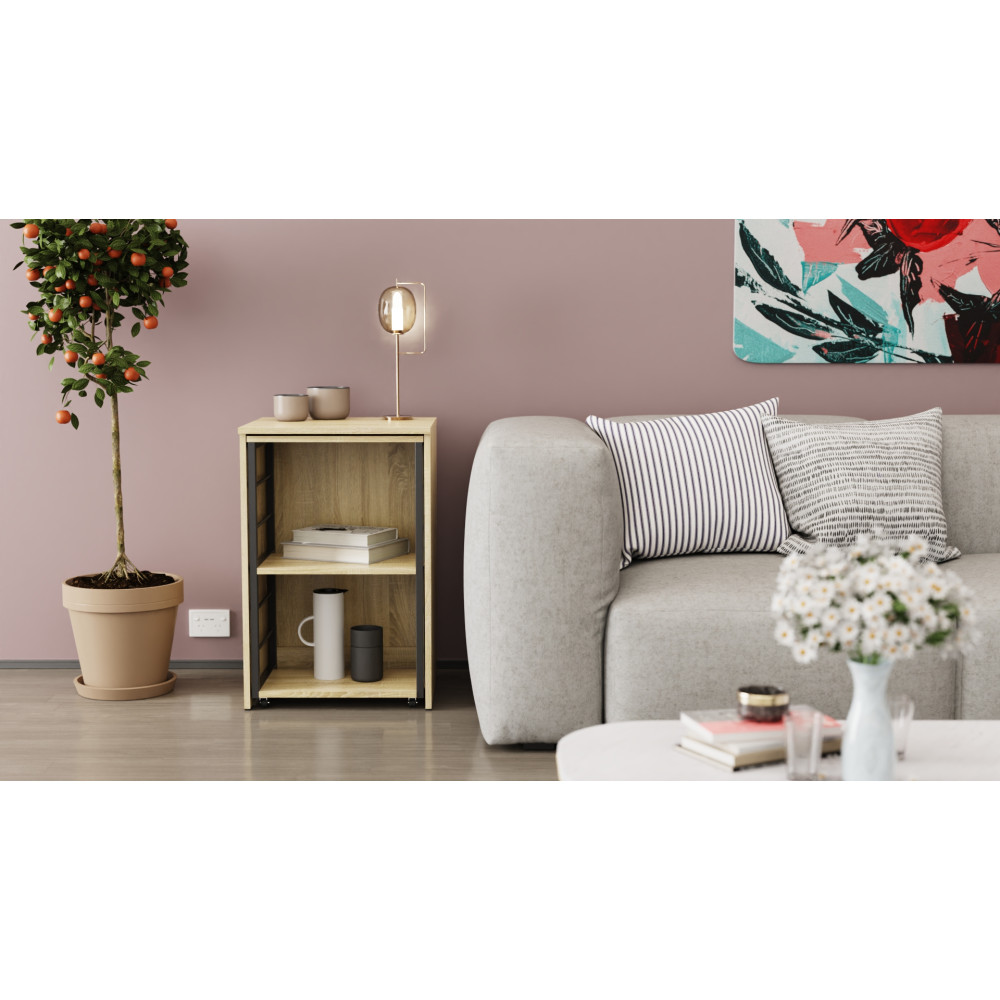 Стол-тумба трансформер Смарт 2/2 Ferrum-decor 750x1450x600 Черный металл ДСП Дуб Сонома 16 мм (FRD-105105)