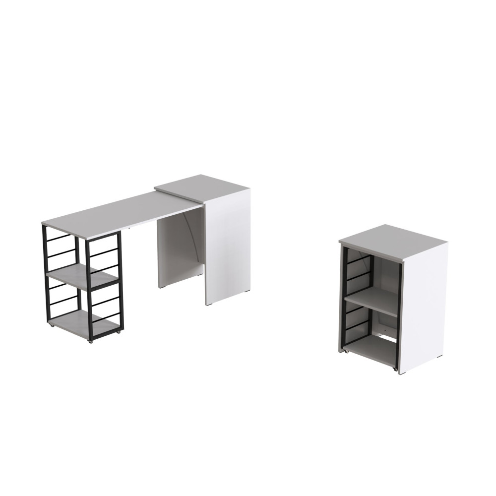 Стол-тумба трансформер Смарт 2/1 Ferrum-decor 750x1450x500 Черный металл ДСП Белое 16 мм (FRD-105095)