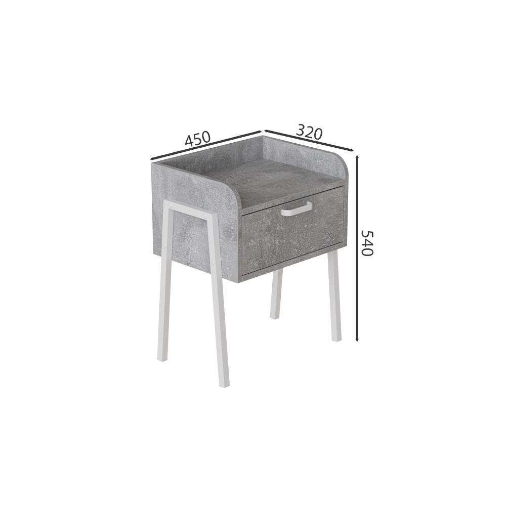 Тумба модульная Ferrum-decor Бетти 540x450x320 металл Белый ДСП Бетон 16 мм (FRD-102996)
