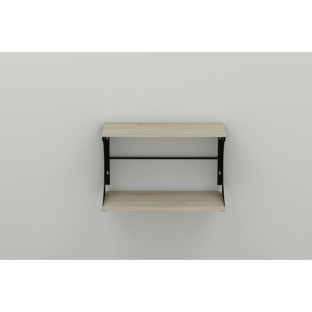 Настінна полиця Ferrum-decor Букін 330x600x240 метал Чорний ДСП Сонома 16 мм (FRD-102866)