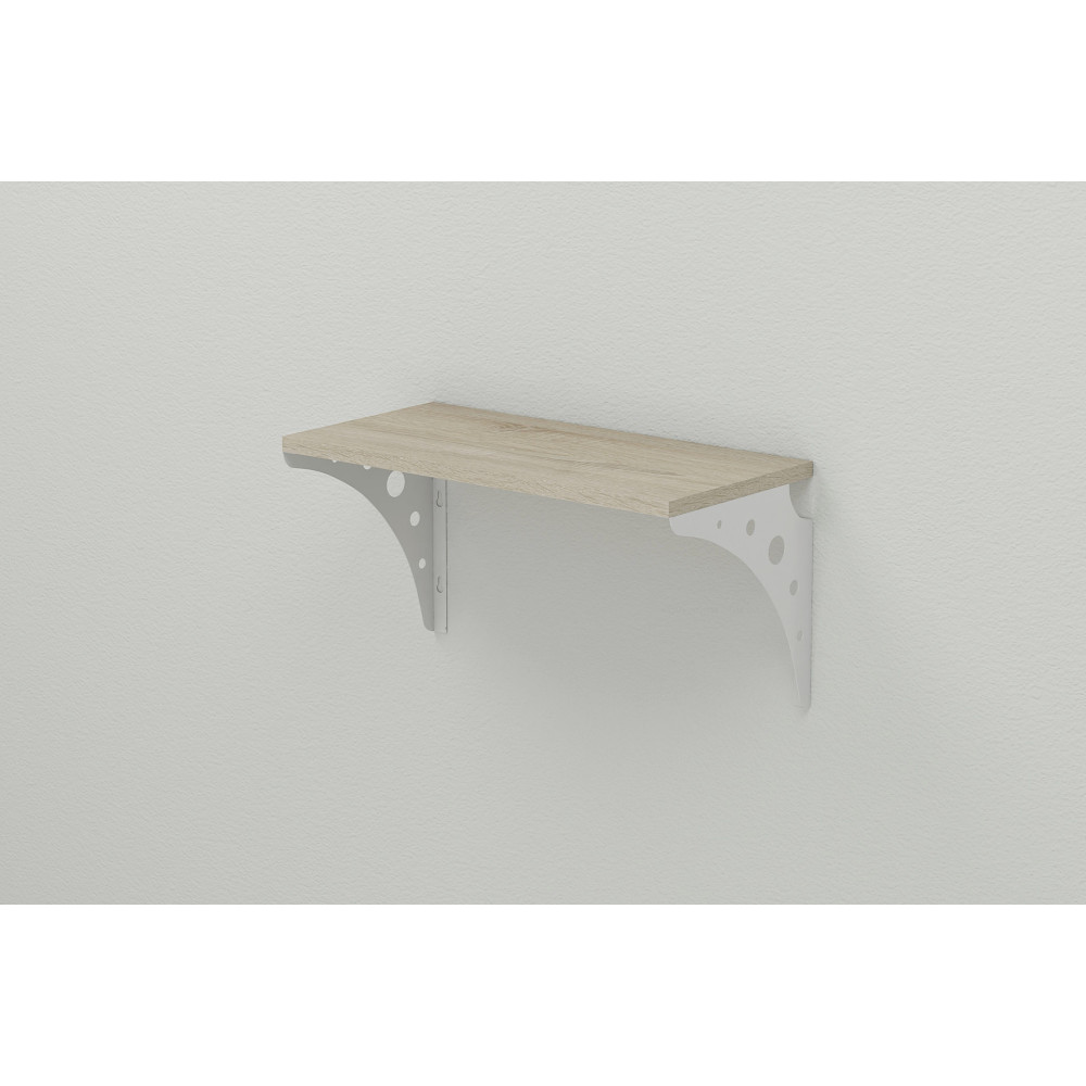 Полка настенная Ferrum-decor Ханди 2 240x700x240 металл Белый ДСП Сонома 16 мм (FRD-102606)