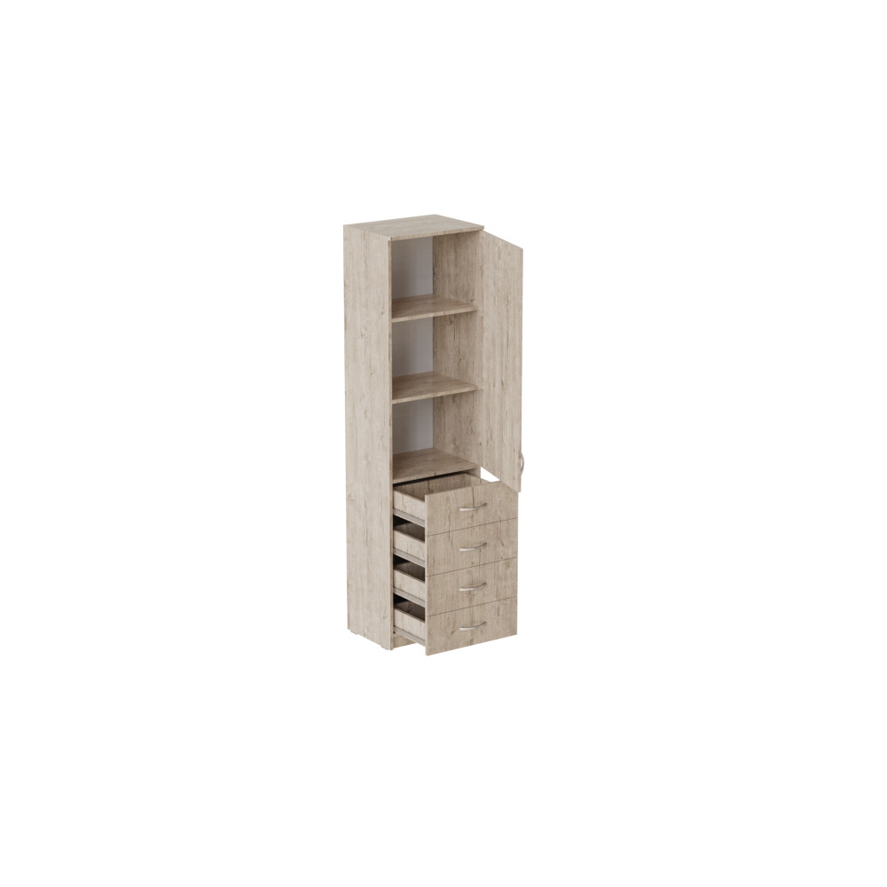 Пенал Анжело Ferrum-decor на 3 полиці з дверима та 4 ящиками 1900x500x380 ДСП Дуб Сан-Марино 16 мм (FRD-104966)
