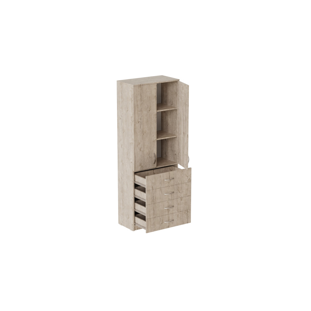 Шафа Анжело Ferrum-decor на 3 полиць з 2 дверима та 4 ящики 1900x700x380 ДСП Дуб Сан-Марино 16 мм (FRD-105026)