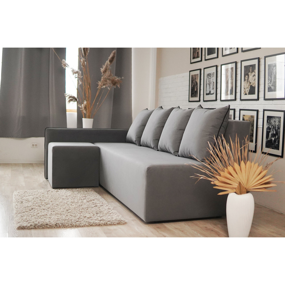 Угловой диван ортопедический iSmart MORRO Maxi еврокнижка 205x149 см (матрас Silver) бежевый Laura 5 (ISM-051360)