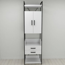 Шафа Гардероб Уні секція 5 серії Конект Ferrum-decor 220x60x50см Чорний метал ДСП Білий 32 мм (FRD-104511)
