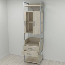 Шафа Гардероб Уні секція 5 серії Конект Ferrum-decor 220x60x50см Сірий метал ДСП Дуб Сонома 32 мм (FRD-104517)