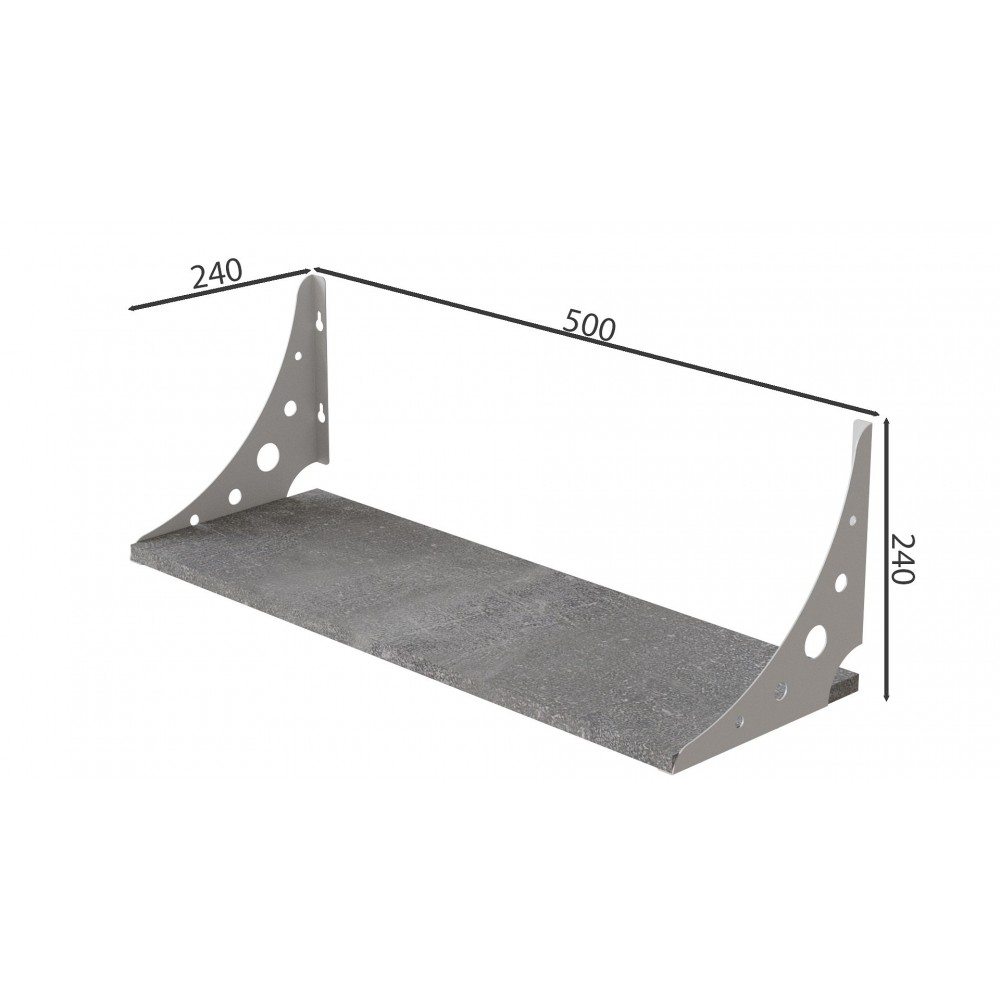 Полка настенная Ferrum-decor Ханди 2 240x500x240 металл Белый ДСП Бетон 16 мм (FRD-102567)