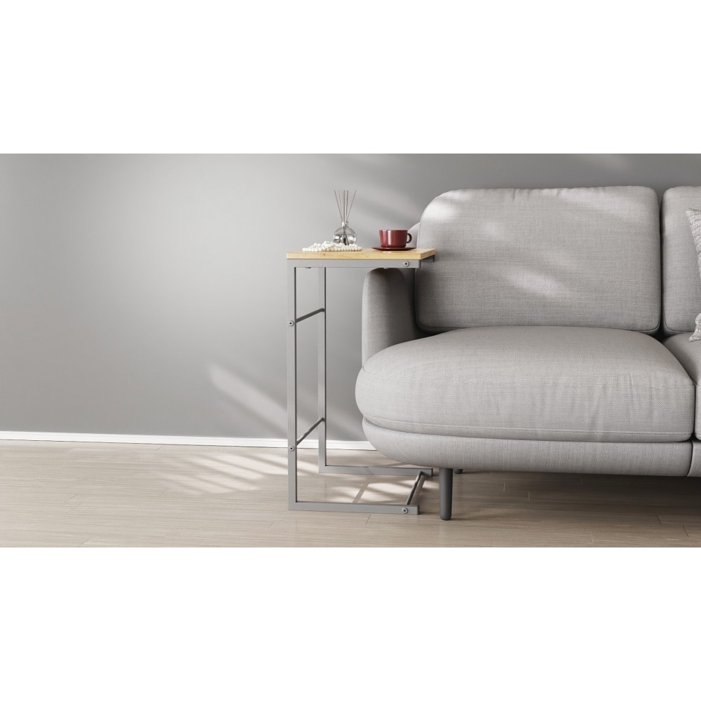 Столик приставной Терри Ferrum-decor 650x440x330 Серый металл ДСП Дуб Артизан 16 мм (FRD-104667)