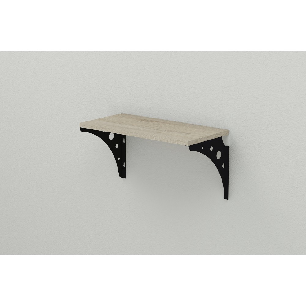 Полка настенная Ferrum-decor Ханди 2 240x500x240 металл Черный ДСП Сонома 16 мм (FRD-102557)
