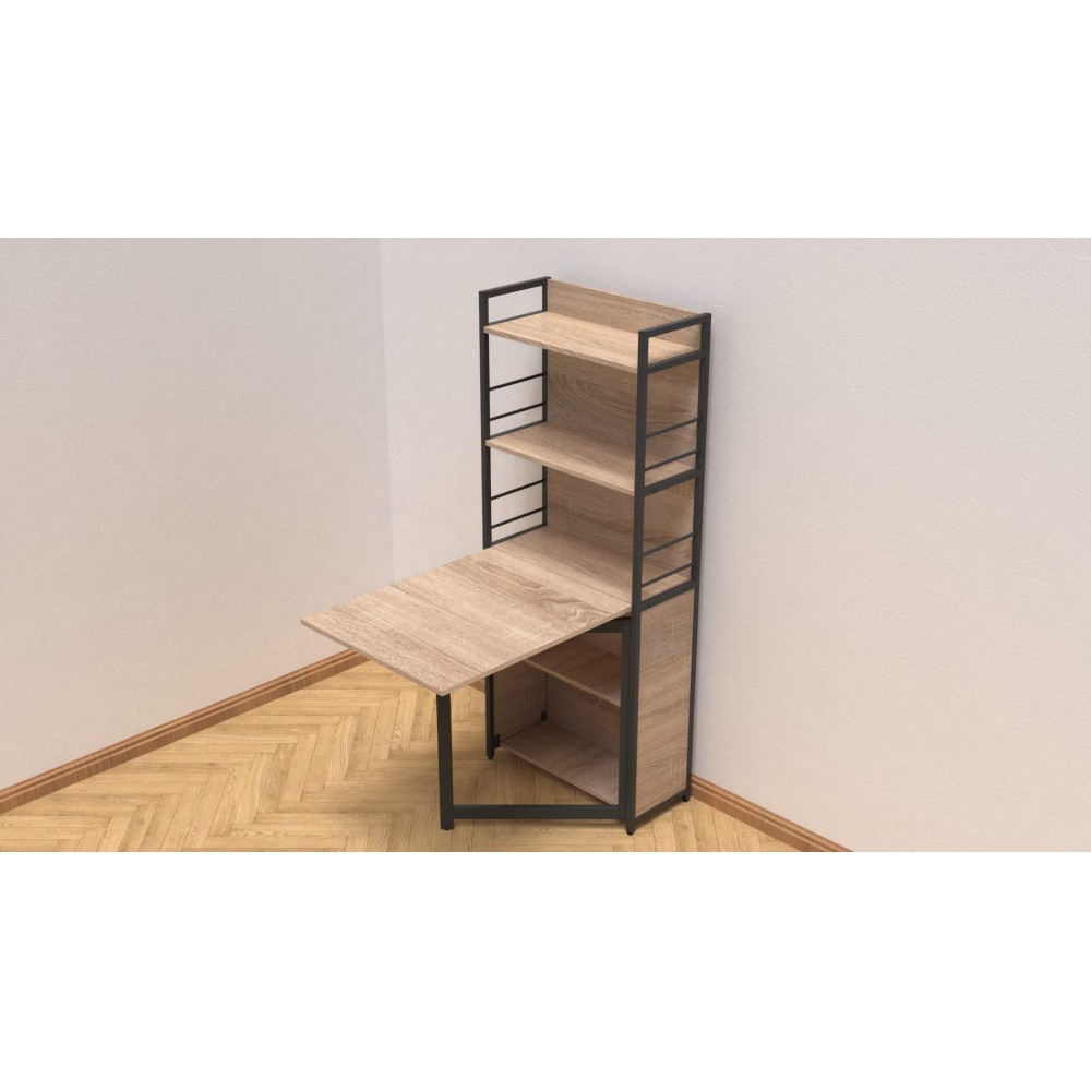 Стол книжка с этажеркой Практик 2 Ferrum-decor 1555x640x990 Черный металл ДСП Дуб Сонома 16 мм (FRD-104628)