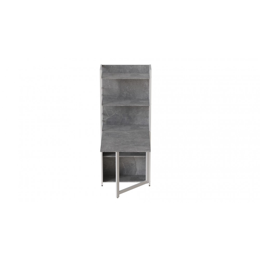 Стол книжка с этажеркой Практик 2 Ferrum-decor 1555x640x990 Белый металл ДСП Бетон 16 мм (FRD-104638)