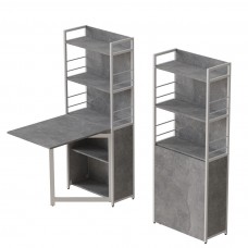 Стіл книжка з етажеркою Практик 2 Ferrum-decor 1555x640x990 Білий метал ДСП Бетон 16 мм (FRD-104638)