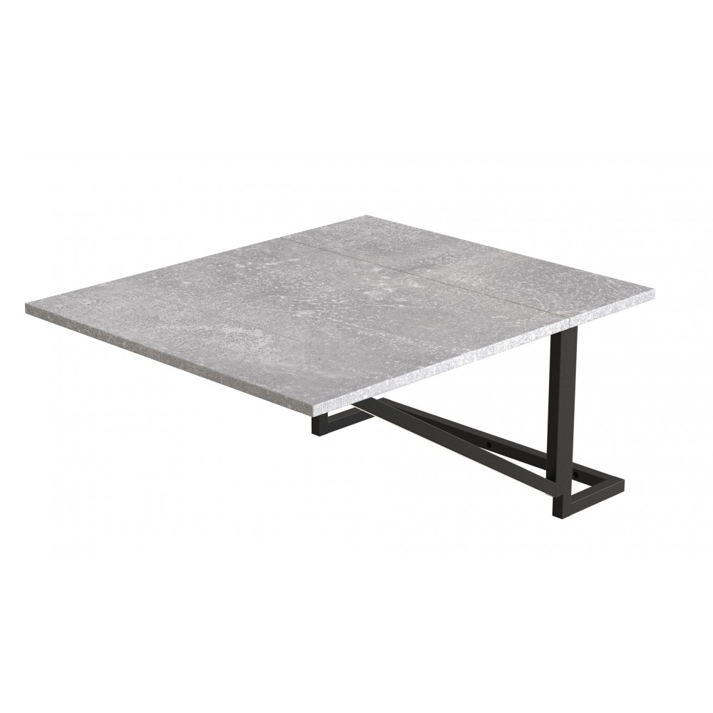 Стол раскладной Александр 7 Ferrum-decor 750x600x700 Черный металл ДСП Бетон 16 мм (FRD-104898)