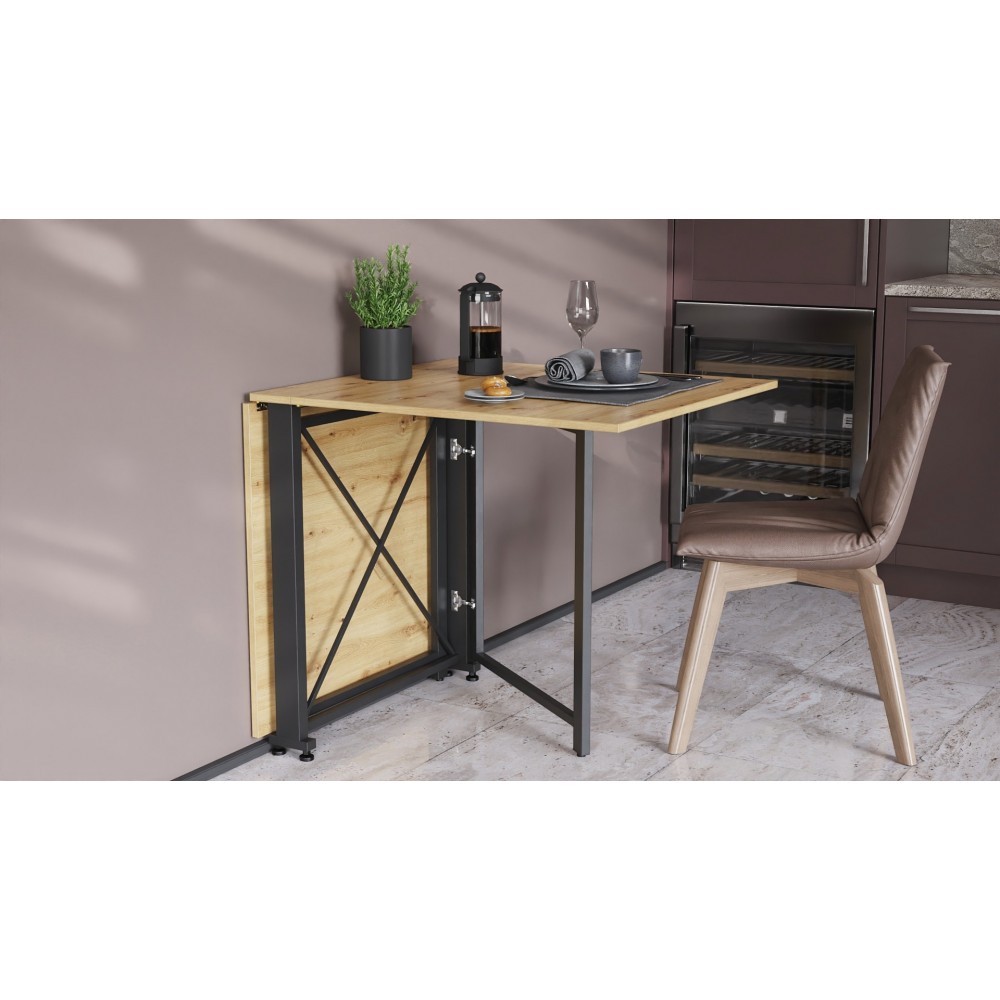 Стіл-книга трансформер Оріон 2 Ferrum-decor 750x1520x730 Чорний метал ДСП Дуб Артизан 16 мм (FRD-104588)