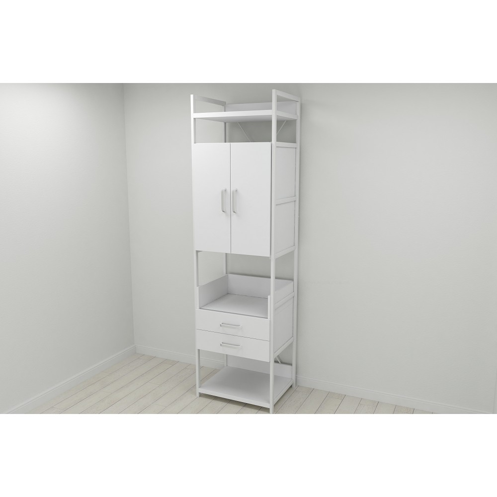 Шафа Гардероб Уні секція 5 серії Конект Ferrum-decor 220x60x50см Білий метал ДСП Білий 32 мм (FRD-104519)