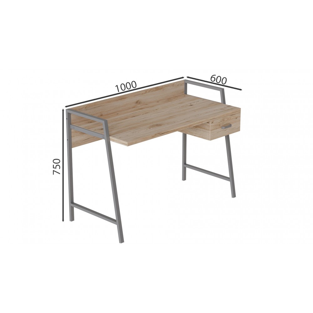 Письменный стол Ferrum-decor Комфорт 750x1000x600 Серый металл ДСП Дуб Сан-Марино 32 мм (FRD-103430)