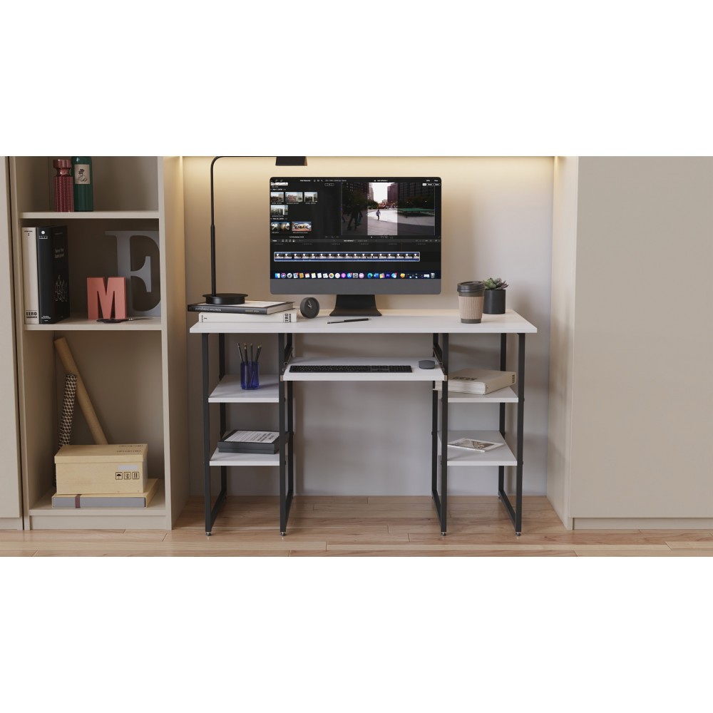 Письменный стол Ferrum-decor Тим 75x140x60 черный ДСП Белое 16мм (FRD-103960)