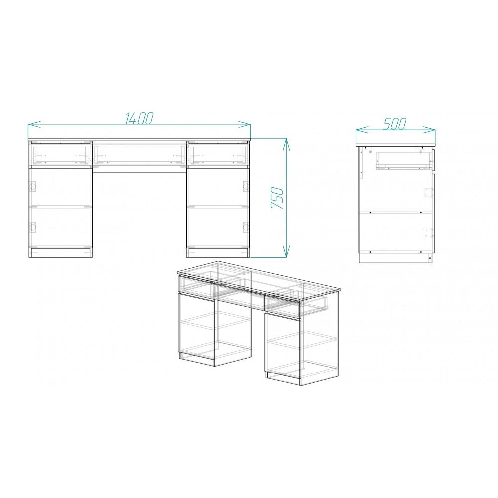 Стол компьютерный Вито 2 Ferrum-decor 750x1400x500 ДСП Белое 16 мм (FRD-104830)