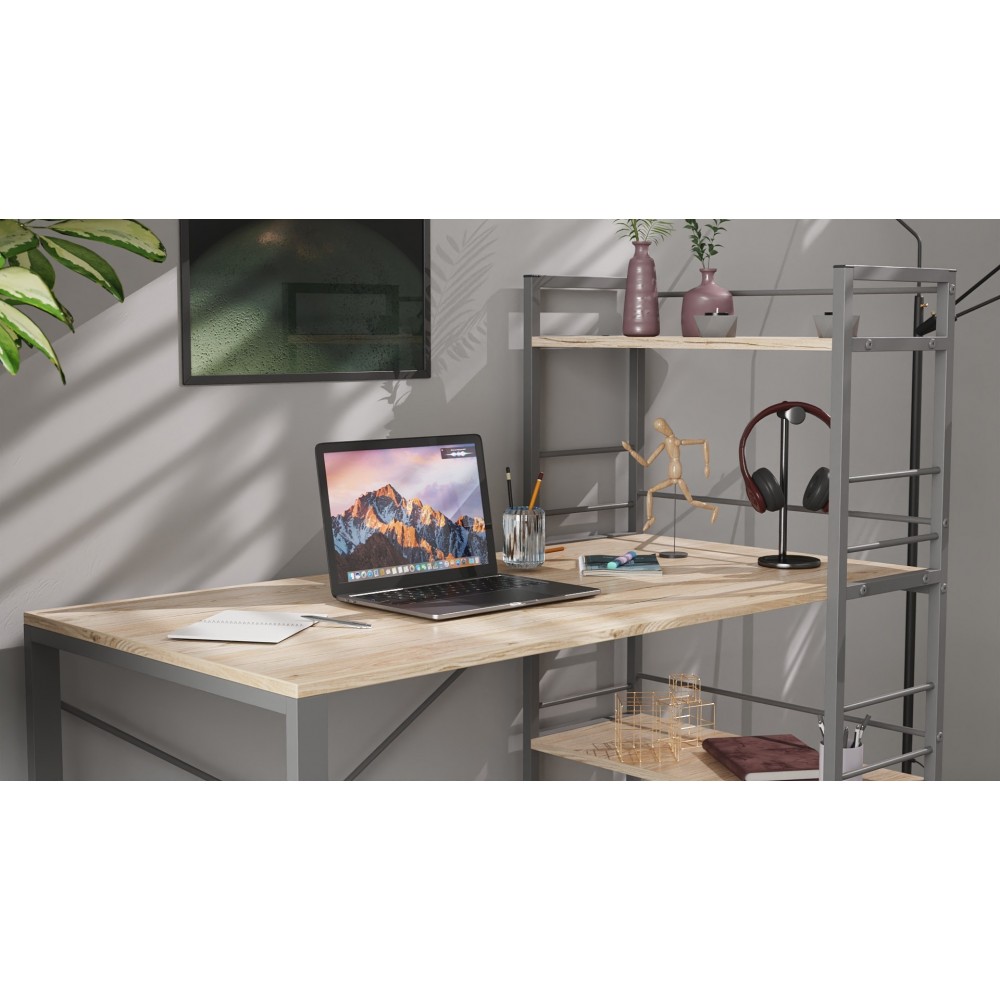 Письменный стол Ferrum-decor Серии Конект c этажеркой 75x120x60 серый ДСП Дуб Сан-Марино 16мм (FRD-104231)