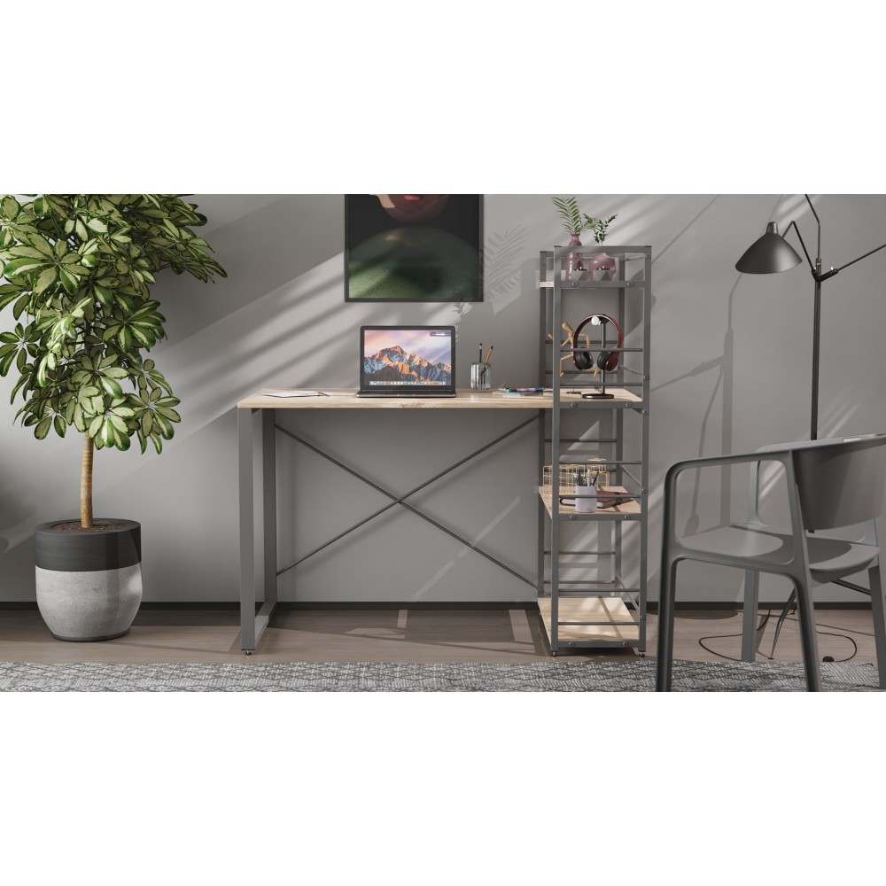 Письменный стол Ferrum-decor Серии Конект c этажеркой 75x120x60 серый ДСП Дуб Сан-Марино 16мм (FRD-104231)