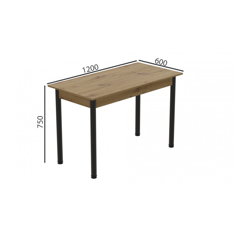 Стіл кухонний Ferrum-decor Беніта 75x120x60 Чорний ДСП Дуб Артизан 16мм (FRD-105691)