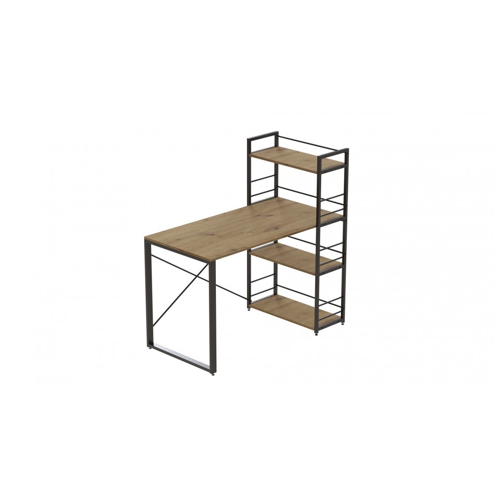 Письменный стол Ferrum-decor Серии Конект c этажеркой 75x120x60 черный ДСП Дуб Артизан 16мм (FRD-104221)