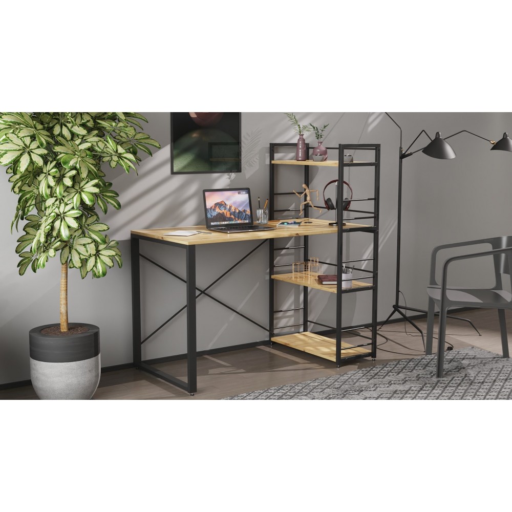 Письменный стол Ferrum-decor Серии Конект c этажеркой 75x120x60 черный ДСП Дуб Артизан 16мм (FRD-104221)