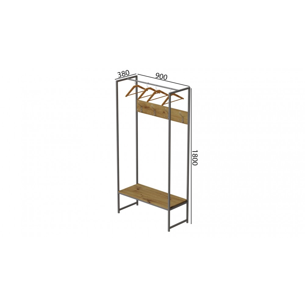 Вешалка напольная модульная Ferrum-decor Трелис 12 180x90x38 серый ДСП Дуб Артизан 16мм (FRD-104321)