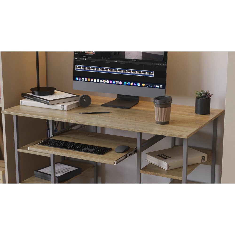 Письменный стол Ferrum-decor Гарри 75x140x60 белый ДСП Дуб Сонома 16мм (FRD-104061)