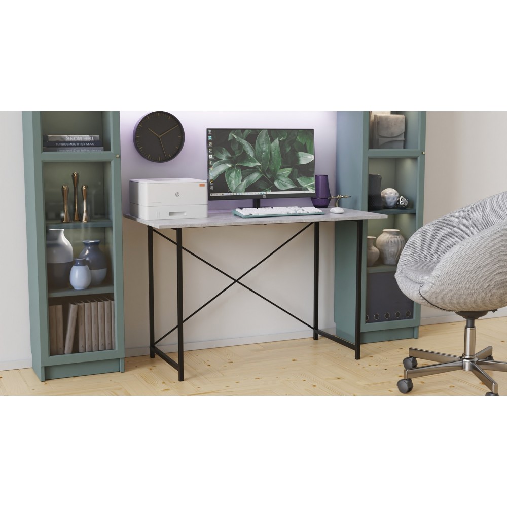 Стол письменный Line Лайт Ferrum-decor 750x1000x500 Черный металл ДСП Бетон 16 мм (FRD-104842)