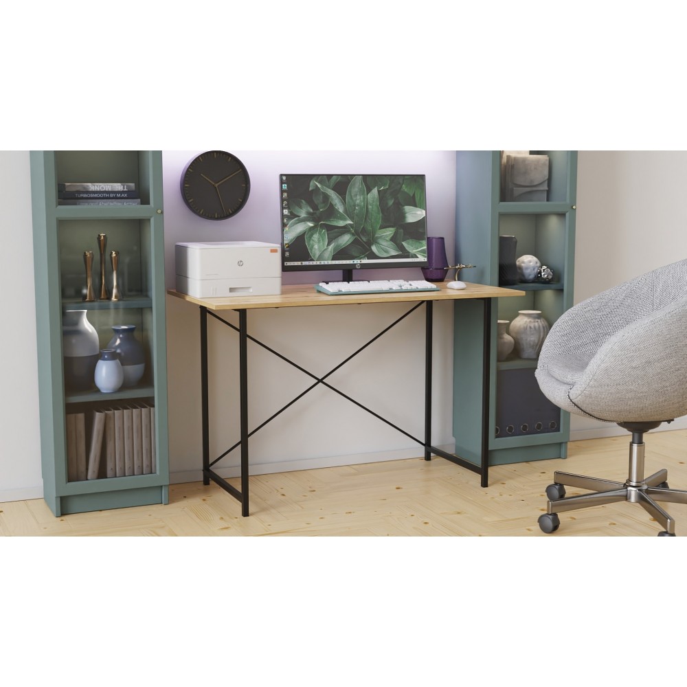 Стол письменный Line Лайт Ferrum-decor 750x1200x600 Черный металл ДСП Дуб Артизан 16 мм (FRD-104862)